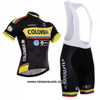 2015 Maillot Ciclismo La colombie Noir et Jaune Manches Courtes et Cuissard